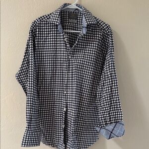 Thomas Dean Black and White Gingham Casual Shirt